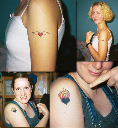 Sisters get Candy & Devil Doll heart tattoos!