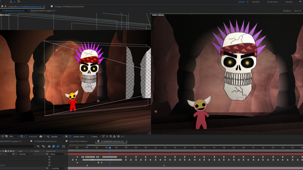 Radiskull and Devil Doll inside After Effects